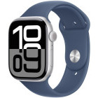SmartWatch Apple Watch Series 10, Cellular, 46mm Carcasa Aluminium Silver, Denim Sport Band - S/M
