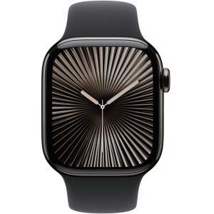 Apple Watch Series 10, 42mm Carcasa Titanium Slate, Black Sport Band - S/M, GPS + Cellular