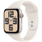 SmartWatch Apple Watch SE (2024), GPS, 44mm Aluminium Starlight cu Starlight Sport Band - M/L