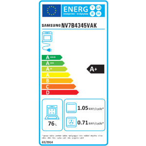 Samsung NV7B4345VAK/U2 Bespoke, Electric, 76 L, Autocuratare catalitica, Dual Cook Flex, Display, Air Sous Vide, Natural Steam, Clasa A+, Negru