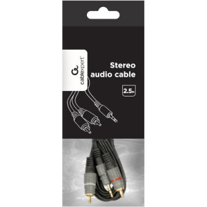Gembird Jack 3.5 mm Male - 2x RCA Male, 2.5m, negru-gri