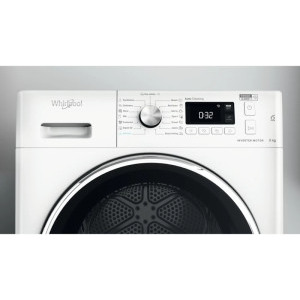 Whirlpool FFTM119X3BXYEE, Pompa de caldura, 9 kg, Clasa C, Inverter, FreshCare+, 6th Sense, Alb