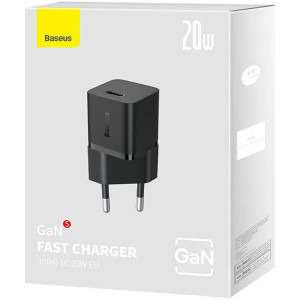 Baseus GaN5, 1x USB-C, Fast Charger 20W, Black