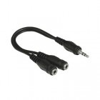 Hama Jack 3.5 mm Male - 2x Jack 3.5 mm Female, 0.2m, negru