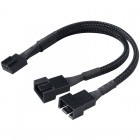 AKASA Cablu PWM 4-pini M - 2x 4-pini F, 15cm, negru
