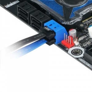 AKASA Cablu SATA M - SATA M, 15cm, albastru