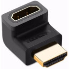 Adaptor Ugreen 1x HDMI Male - 1x HDMI Female, Conector 90 grade sus, Negru