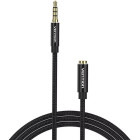 Cablu audio Vention Jack 3.5 mm Male - Jack 3.5 mm Female, 1m, negru