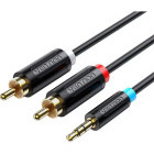 Cablu audio Vention 1x Jack 3.5 mm Male - 2x RCA Male, 3m, negru