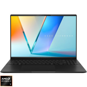 Laptop ASUS 16 Vivobook S 16 OLED M5606KA, FHD+, Procesor AMD Ryzen™ Al 7 350 (16M Cache, up to 5.0 GHz), 24GB LPDDR5X, 1TB SSD, AMD Radeon 860M, No OS, Neutral Black