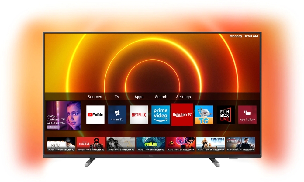 Televizor LED Philips Smart TV 55PUS7805/12 Seria PUS7805/12 139cm gri-negru 4K UHD HDR Ambilight cu 3 laturi