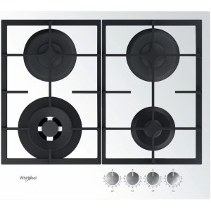 Plita incorporabila Whirlpool GOFL 629/WH, Gaz, 4 arzatoare, Gratar fonta, MultiLevel, 60 cm, Alb