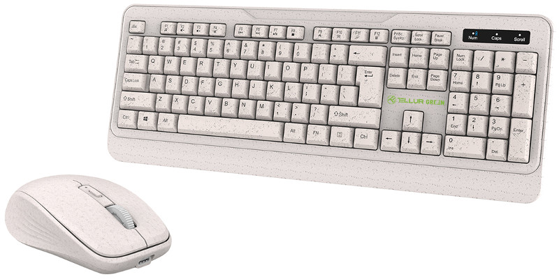 Kit periferice Tellur Tastatura + Mouse, Green Wireless, Crem