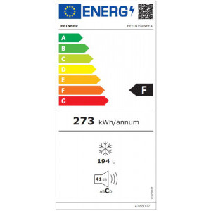 Heinner Congelator HFF-N194NFF+, 186 L, Clasa F, No Frost, Control electronic, Super congelare, 169 cm, Alb
