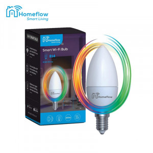 Homeflow Bec inteligent LED Wireless B-5004, E14, 5W(40W), 400lm, RGB, Control de pe telefonul mobil