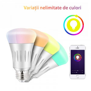 Red Sun Bec inteligent LED RGB RS-SLD02-E27, wifi, control de pe aplicatie mobila