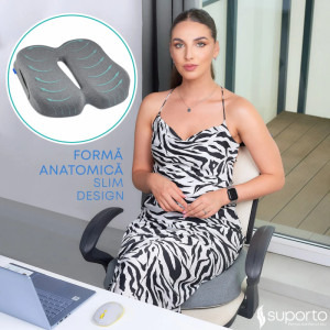 Suporto Perna ortopedica de sezut cu suport pentru Coccis, din spuma cu memorie, Slim