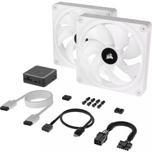 Corsair iCUE LINK QX140 RGB 140mm Starter Kit White Two Fan Pack