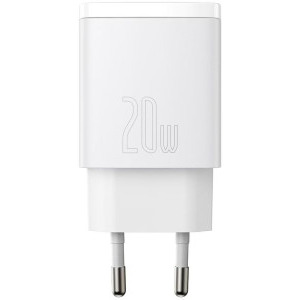 Baseus CCXJ-B02, 1x USB-C, 1x USB, Quick Charge 20W, White