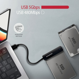 AXAGON 1x USB 3.2 Male - 1x SATA-III 2.5 inch HDD/SSD Female, 0.2 m, negru