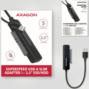 AXAGON 1x USB 3.2 Male - 1x SATA-III 2.5 inch HDD/SSD Female, 0.2 m, negru