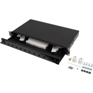 Lanberg Patch panel 19 inch 12 Porturi 1U Fiber SC Simplex/LC Duplex, Negru FOP1-12SS-LDB