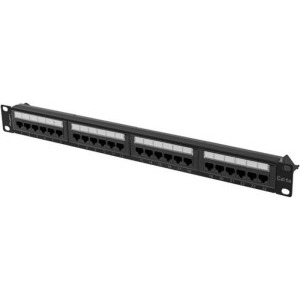 Lanberg Patch panel 19 inch 24 Port CAT6A UTP rear cable management Black PPUA-1024-B