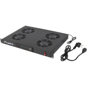 Lanberg AK-1503-B Panou de ventilatie 19", 1U, 4 ventilatoare cu LCD si termostat, Negru