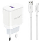 Incarcator retea Dudao A20EU, 1x USB 18W, White, Cablu USB-C inclus