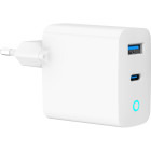 Incarcator retea Gembird Universal, 1 x USB-C, 1 x USB-A, 65W White