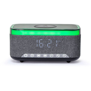 Gembird Ceas digital cu Boxa si Alimentator Wireless, 2 x 5W, RGB, Negru-Gri