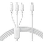 Cablu de date / adaptor Baseus One-for-three, USB-C Male la USB-C Male & MicroUSB Male & Lightning Male, 100 W, 1.5 m, White