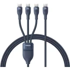 Cablu de date / adaptor Baseus One-for-three, USB-C Male la 3x USB-C Male, 100 W, 1.5 m, Blue