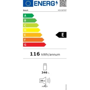 Bosch KSV36FIEP, 346 L, Clasa E, Inverter, VitaFresh, EasyAccess, Control electronic, 186 cm, Inox