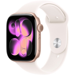 SmartWatch Apple Watch Series 11, GPS, 42mm Carcasa Aluminium Rose Gold, Light Blush Sport Band - S/M