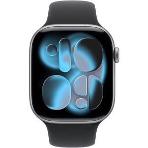 Apple Watch Series 11, Cellular, GPS, 46mm Aluminium Space Grey, Black Sport Band - M/L