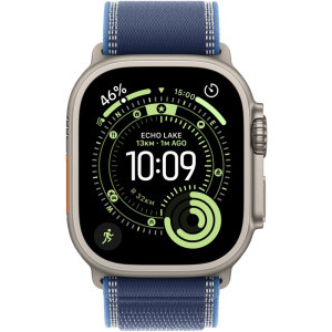 Apple Watch Ultra 3, Cellular, 49mm Carcasa Natural Titanium, Blue/Bright Blue Trail Loop - S/M