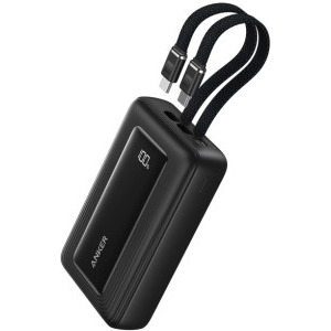 Anker A110LH12 Zolo, 10000 mAh, 1x USB, 1x USB-C, 35 W, Display, 2x Cabluri USB-C integrate, Black