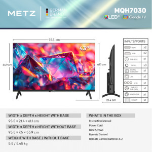 Metz Smart TV QLED 43MQH7030Z Seria MQH7030 108cm negru Full HD
