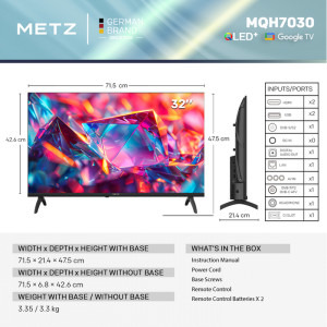 Metz Smart TV QLED 32MQH7030Z Seria MQH7030 80cm negru HD Ready