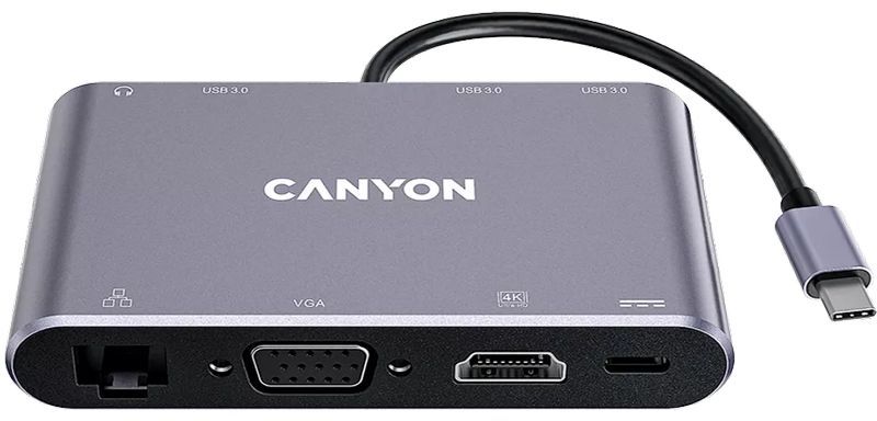 Canyon Multiport Universal USB Tip C 8-in-1, putere 100W