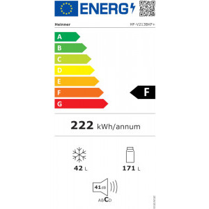 Heinner HF-V213BKF+, 212 L, Congelare rapida, Clasa F, 144 cm, Negru