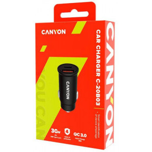 Canyon CNS-CCA20B03, 1x USB, 1x USB-C, 30W, Black