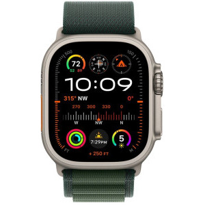 Apple Alpine Loop, 49mm Dark Green, Natural Titanium Finish - Small