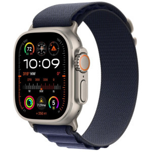 Apple Alpine Loop, 49mm Navy, Natural Titanium Finish - Large