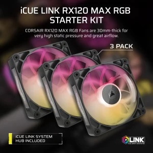Corsair CUE LINK RX120 Max RGB Starter Kit 120mm Black