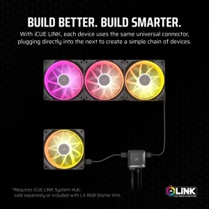 Corsair iCUE LX140 RGB Fan Starter Kit 140mm Black