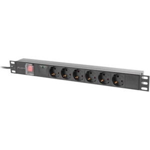 Lanberg PDU PDU-06F-0200-IEC-BK 6x SCHUKO, 2m, Black
