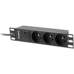 Accesoriu UPS Lanberg PDU-03E-0200-BK, 3x Type E, 2m, Black