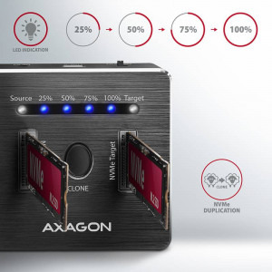 AXAGON Docking Station, ADSA-M2C, USB3.1 - 2x M.2